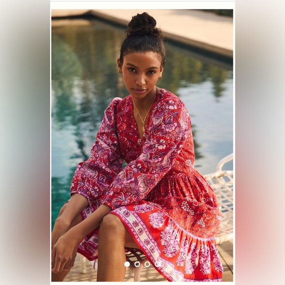 Anthropologie Ro’s Garden Drew Long-Sleeve Weap Dress. NWOT Sz XL - Picture 1 of 5